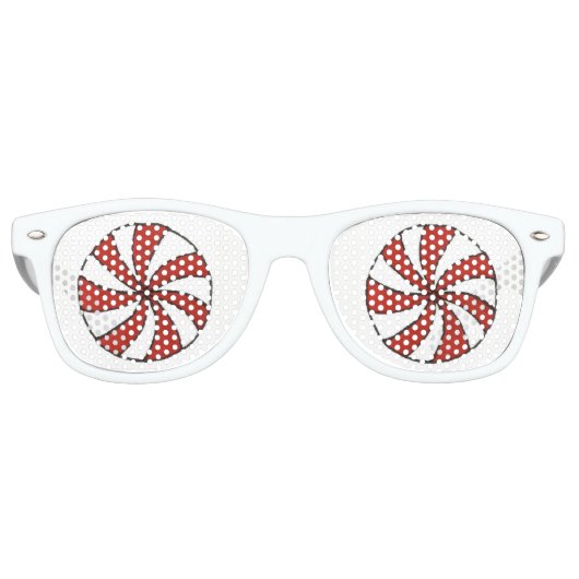 Red White Peppermint Candy Mint Weihnachtsfest Sonnenbrille (Vorderseite)