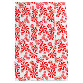 Red White Peppermint Candy Pattern Editable Mittlere Geschenktüte (Rückseite)
