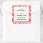 Red White Peppermint Candy Pattern Editable Quadratischer Aufkleber (Tasche)