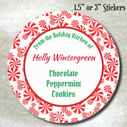 Red White Peppermint Candy Pattern Editable Runder Aufkleber