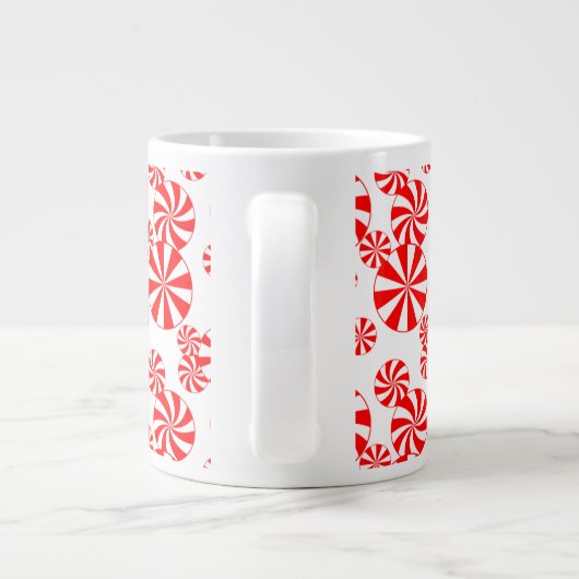 Red White Peppermint Candy Pattern Jumbo Tasse (Rückseite)