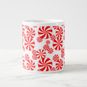Red White Peppermint Candy Pattern Jumbo Tasse (Vorderseite)