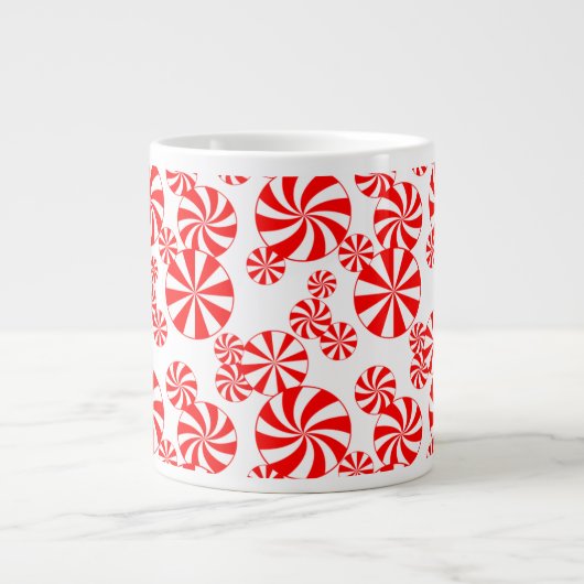 Red White Peppermint Candy Pattern Jumbo Tasse (Vorderseite)