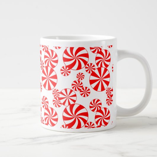 Red White Peppermint Candy Pattern Jumbo Tasse (Rechts)