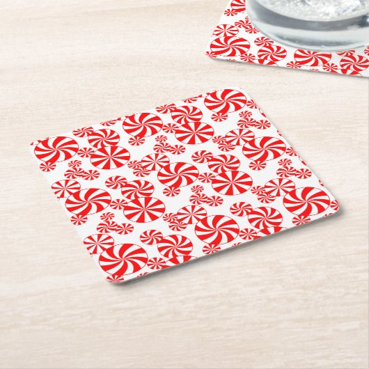 Red White Peppermint Candy Pattern Paper Untersetz Rechteckiger Pappuntersetzer (angewinkelt)