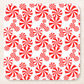 Red White Peppermint Candy Pattern Paper Untersetz Rechteckiger Pappuntersetzer (Vorderseite)