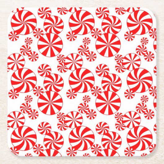 Red White Peppermint Candy Pattern Paper Untersetz Rechteckiger Pappuntersetzer (Vorderseite)