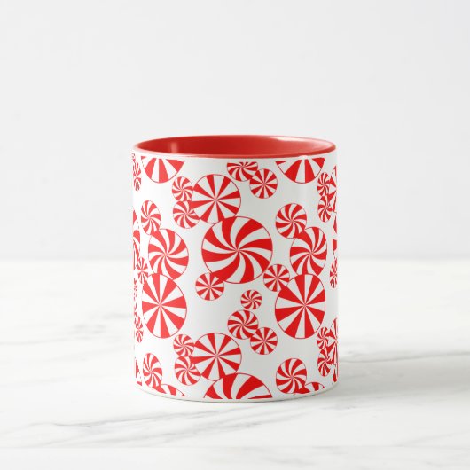 Red White Peppermint Candy Pattern Tasse (Zentrum)