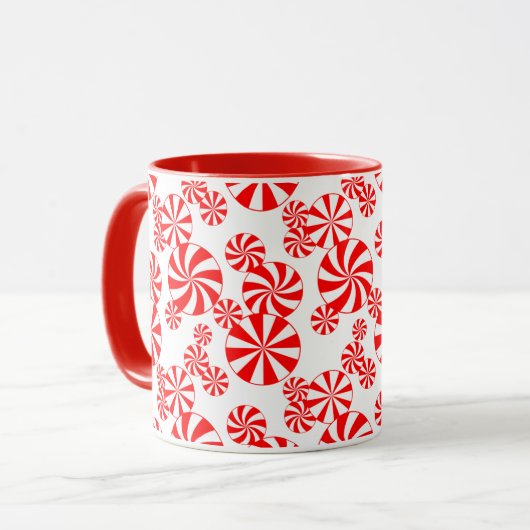 Red White Peppermint Candy Pattern Tasse (Vorderseite Links)