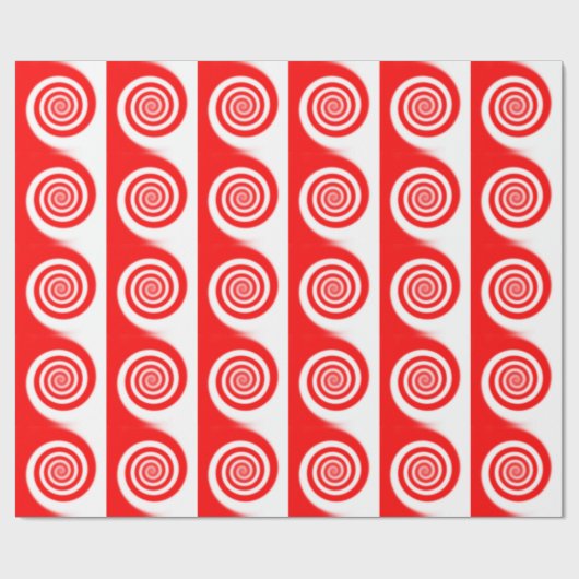 Red & White Peppermint Candy Swirl Geschenkpapier (Flach)