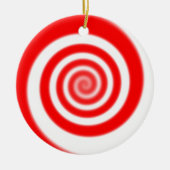 Red & White Peppermint Candy Swirl Keramikornament (Vorne)