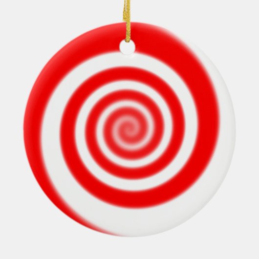 Red & White Peppermint Candy Swirl Keramikornament (Hinten)