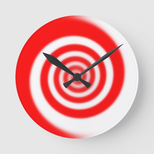 Red & White Peppermint Candy Swirl Runde Wanduhr (Vorderseite)