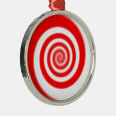 Red & White Peppermint Candy Swirl Silbernes Ornament (Rechts)