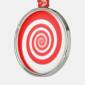 Red & White Peppermint Candy Swirl Silbernes Ornament (Links)
