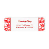 Red White Peppermint Editable Rücksendeadresse (Vorne)