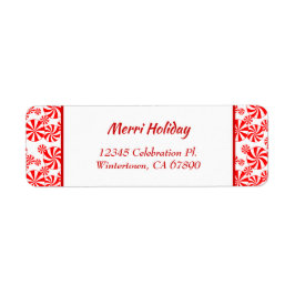 Red White Peppermint Editable Rücksendeadresse