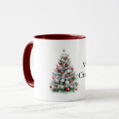 Red White Peppermint Grüner Weihnachtsbaum Tasse (Vorderseite Links)