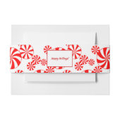 Red White Peppermint Pattern Editable Einladungsbanderole (Vorderseite Beispiel)