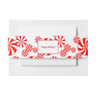 Red White Peppermint Pattern Editable Einladungsbanderole
