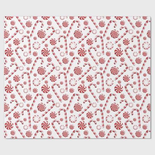 Red White Peppermint Weihnachtswrapping Paper Geschenkpapier (Flach)