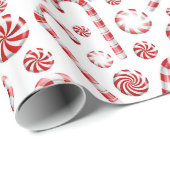 Red White Peppermint Weihnachtswrapping Paper Geschenkpapier (Rolleneckpunkt)