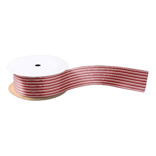 Red White Pepperminton Stripes Design Ribbon Satinband (Spule)