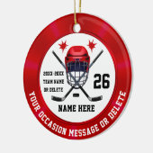 Red White Personalisiert, Hockey Weihnachtsschmuck (Links)