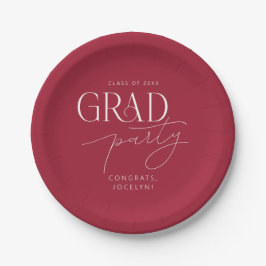 Red White Personalisiert Minimalistisch Grad Party Pappteller