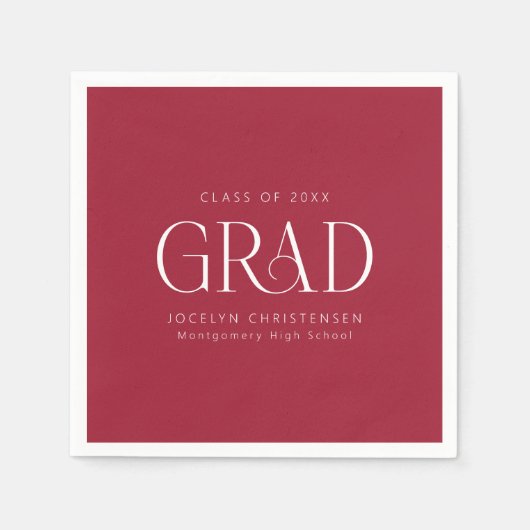 Red White Personalisiert Minimalistisch Grad Party Serviette (Vorderseite)