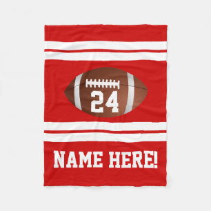 Red White Personalisiert Name Team Colors Football Fleecedecke