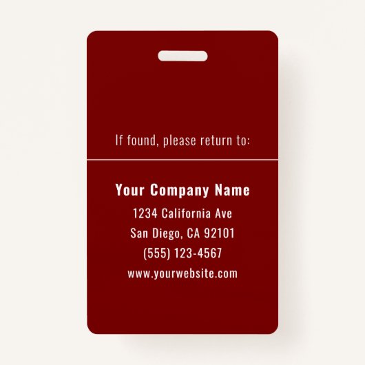 Red White Personalized Employee ID Card Ausweis (Rückseite)