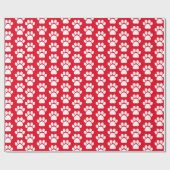Red White Pet Dog Paw Print Christmas Muster Geschenkpapier (Flach)