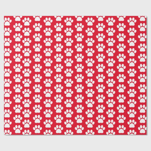 Red White Pet Dog Paw Print Christmas Muster Geschenkpapier (Flach)