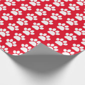 Red White Pet Dog Paw Print Christmas Muster Geschenkpapier (Ecke)