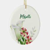Red White Petunias and Calla Lilies Illustration Keramik Ornament (Rechts)