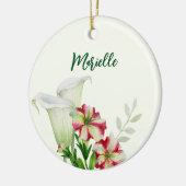 Red White Petunias and Calla Lilies Illustration Keramik Ornament (Links)