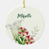 Red White Petunias and Calla Lilies Illustration Keramik Ornament (Hinten)