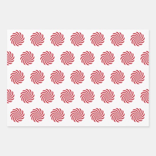 Red & White Pinwheel Weihnachten Geschenkpapier Set (Vorderseite 3)