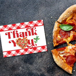 Red White Pizza Themed Dankeskarte