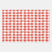 Red White Plaid Stripes Birthday Geschenkpapier Set (Vorderseite)