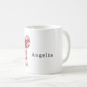 Red White Plaid Stripes Bow Kaffeetasse (VorderseiteRechts)