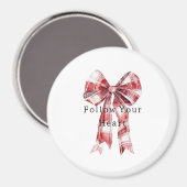 Red White Plaid Stripes Bow   Magnet (Vorderseite/Rückseite)