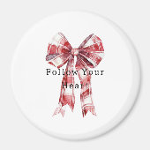 Red White Plaid Stripes Bow   Magnet (Vorne)