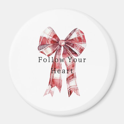 Red White Plaid Stripes Bow   Magnet (Vorne)