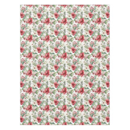Red White Poinsettia Red Berry Pattern Weihnachten Tischdecke