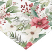 Red White Poinsettia Red Berry Weihnachtsmuster Kurzer Tischläufer (Ecke)