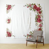Red White Poinsettia Wedding Foto Stand Hintergrun Wandteppich (Beispiel (Horizontal))