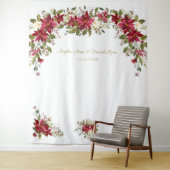 Red White Poinsettia Wedding Foto Stand Hintergrun Wandteppich (Beispiel)