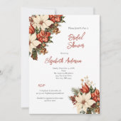 Red White Poinsettia Winter Holiday Brautparty Einladung (Vorderseite)